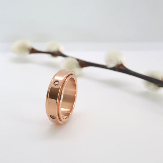 Anxiety ring (Zirkonia) Rosé Goud Sfeerbeeld