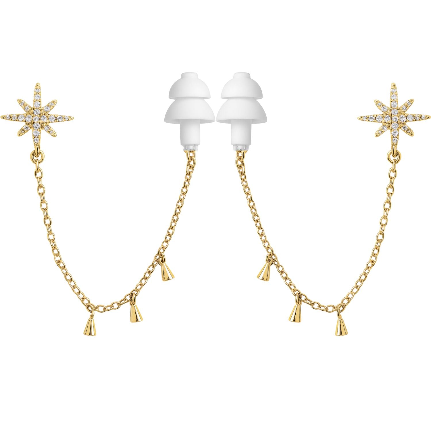 Earcuffs Voor Oordopjes (Ster Kwastjes) Goudkleurig