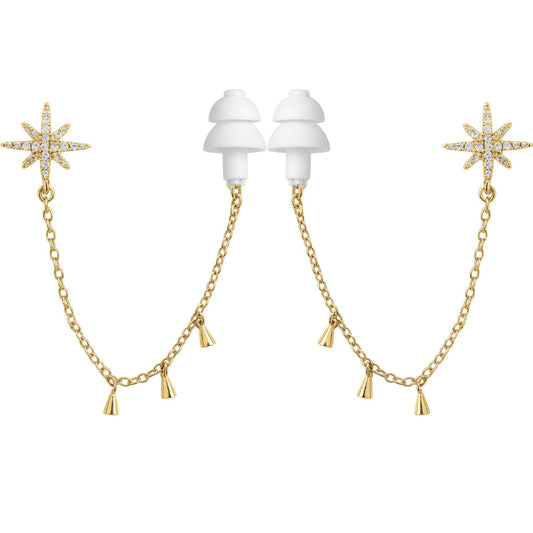 Earcuffs Voor Oordopjes (Ster Kwastjes) Goudkleurig