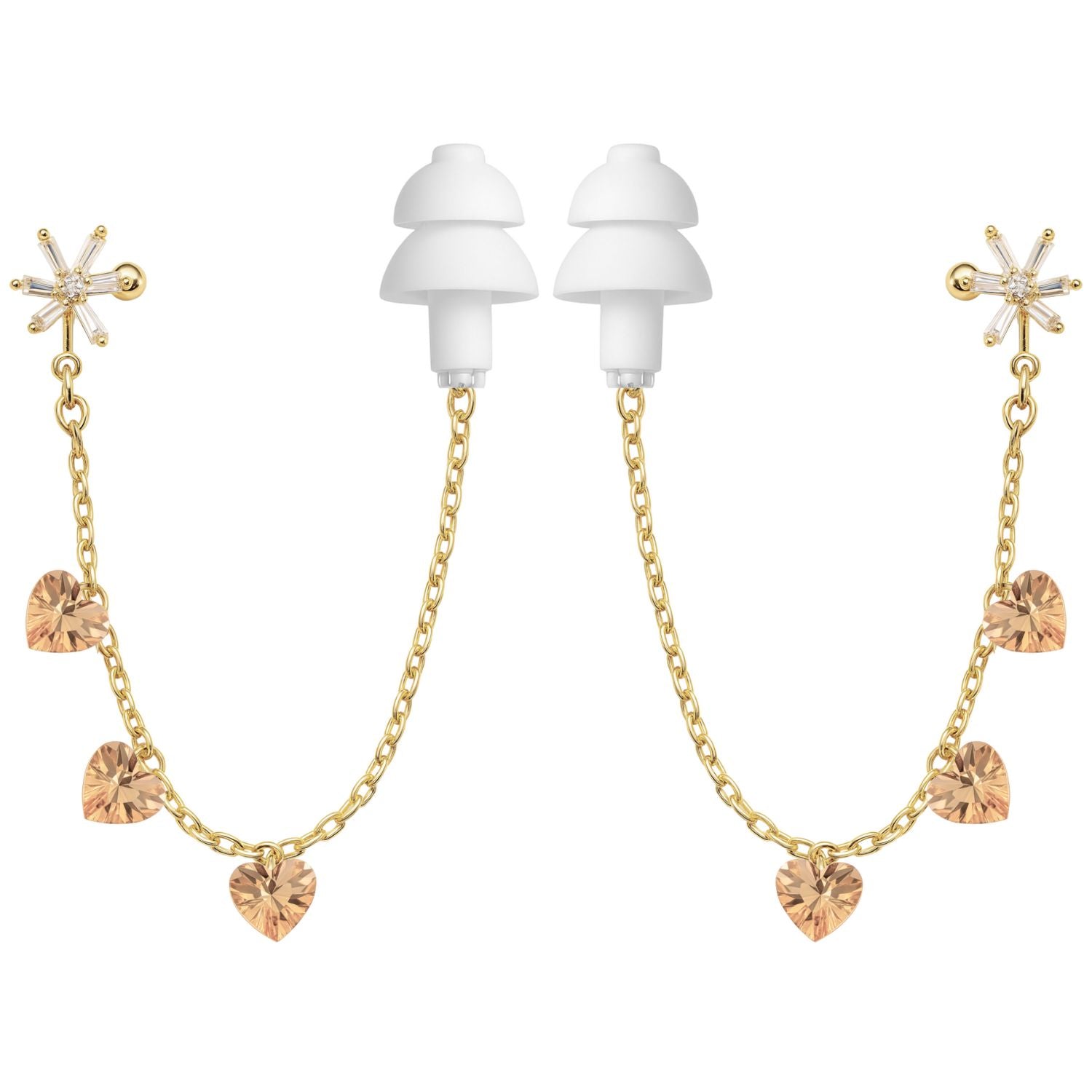 Earcuffs Voor Oordopjes (vlok hartjes) Goudkleurig