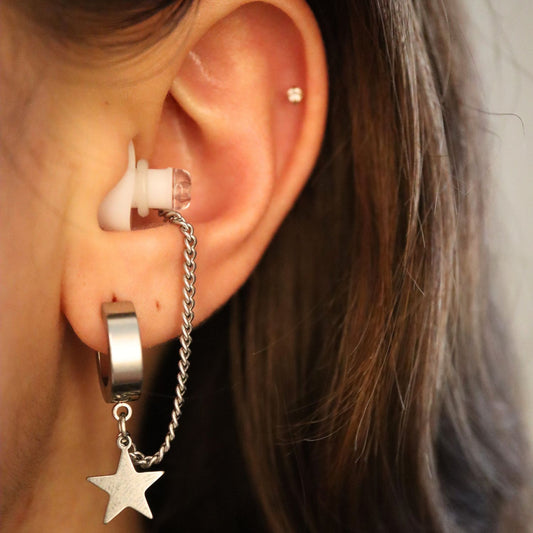 Oorbellen Voor Oordopjes (Ster) Zilver RVS