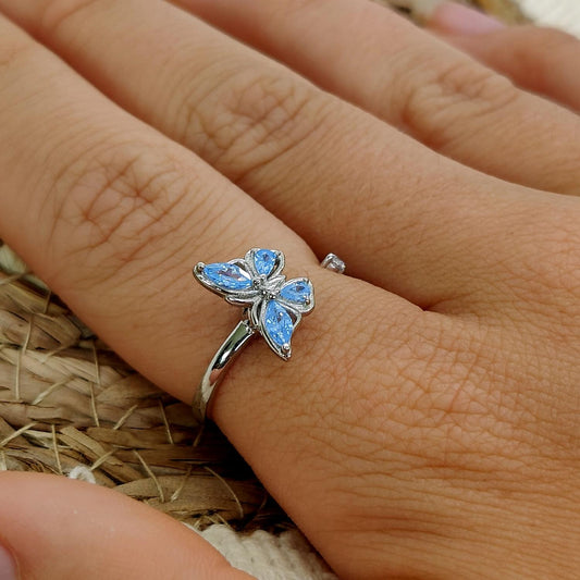 Anxiety Ring (Draairing Vlinder) Zilver 925 om vinger