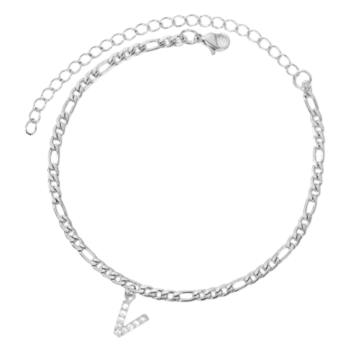 Enkelbandje zilver met letter V