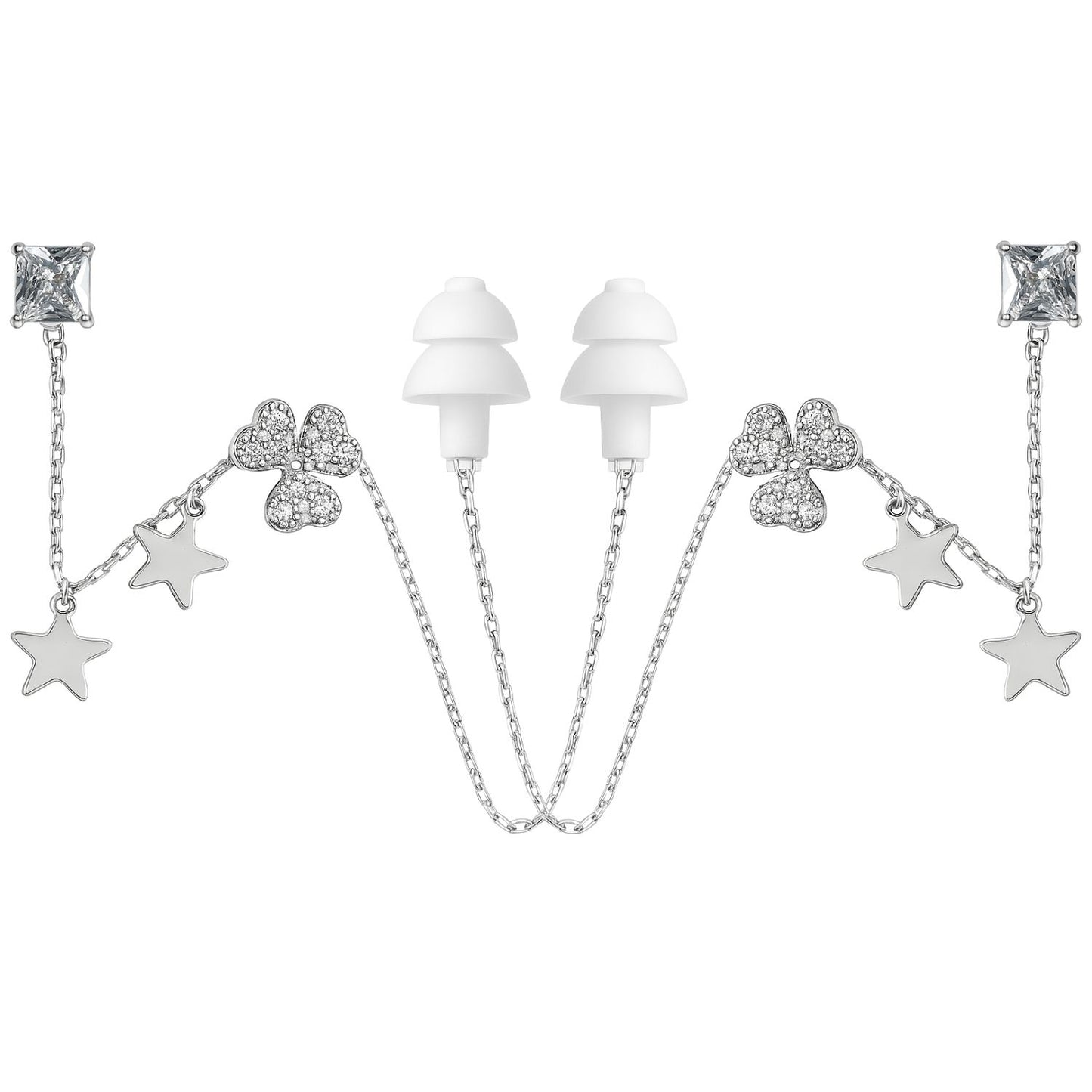 Earcuffs Oorbellen Voor Oordopjes (Ster) Zilverkleurig