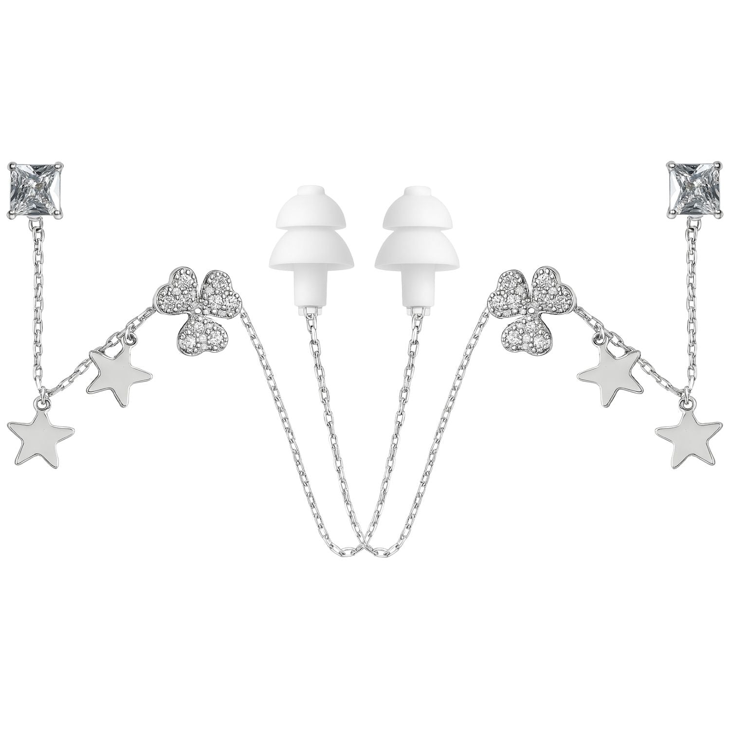 Earcuffs Oorbellen Voor Oordopjes (Ster) Zilverkleurig