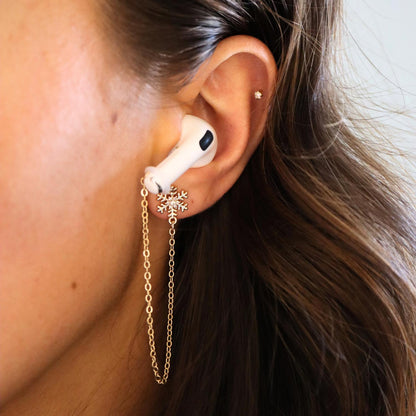 Oorbellen Voor Oordopjes (Sneeuwvlok) Goudkleurig met Airpod