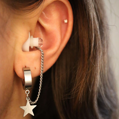 Oorbellen Voor Oordopjes (Ster) Zilver RVS